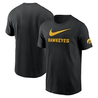 T-shirt noir Nike pour homme avec mascotte du campus des Iowa Hawkeyes