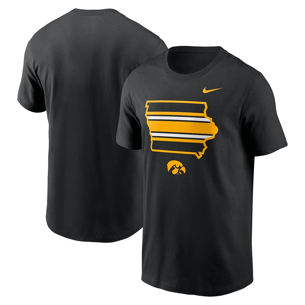 T-shirt Nike noir pour homme Iowa Hawkeyes Campus State Shape