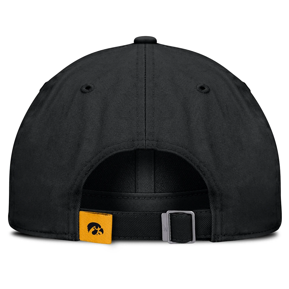 Men's Nike Black Iowa Hawkeyes Club Adjustable Hat