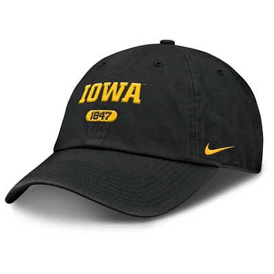 Men's Nike Black Iowa Hawkeyes Club Adjustable Hat