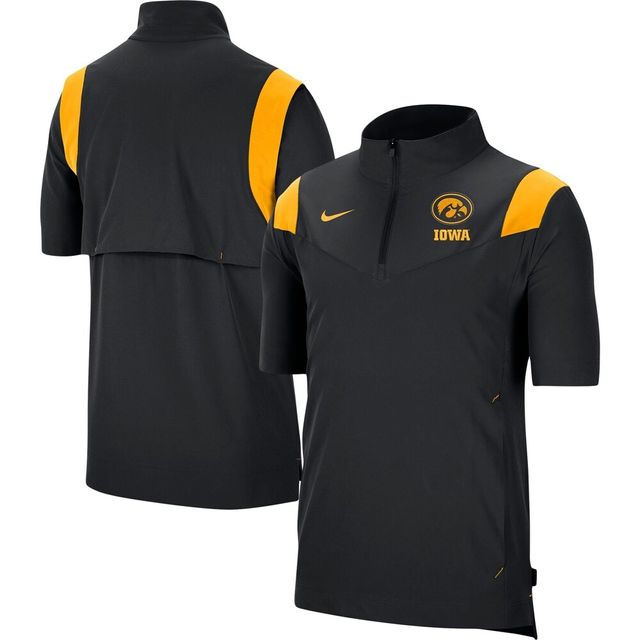 Veste Nike Iowa Hawkeyes Coach à manches courtes et fermeture éclair pour homme - Noir