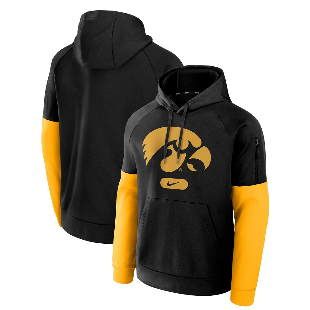 Sweat à capuche Nike Iowa Hawkeyes Fitness Performance pour homme, noir