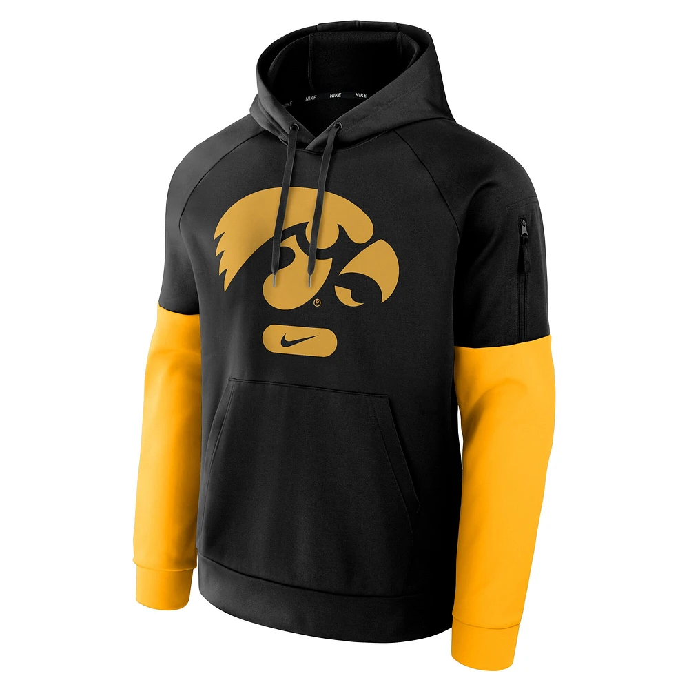 Men's Nike Black Iowa Hawkeyes Fitness Performance Pullover Hoodie