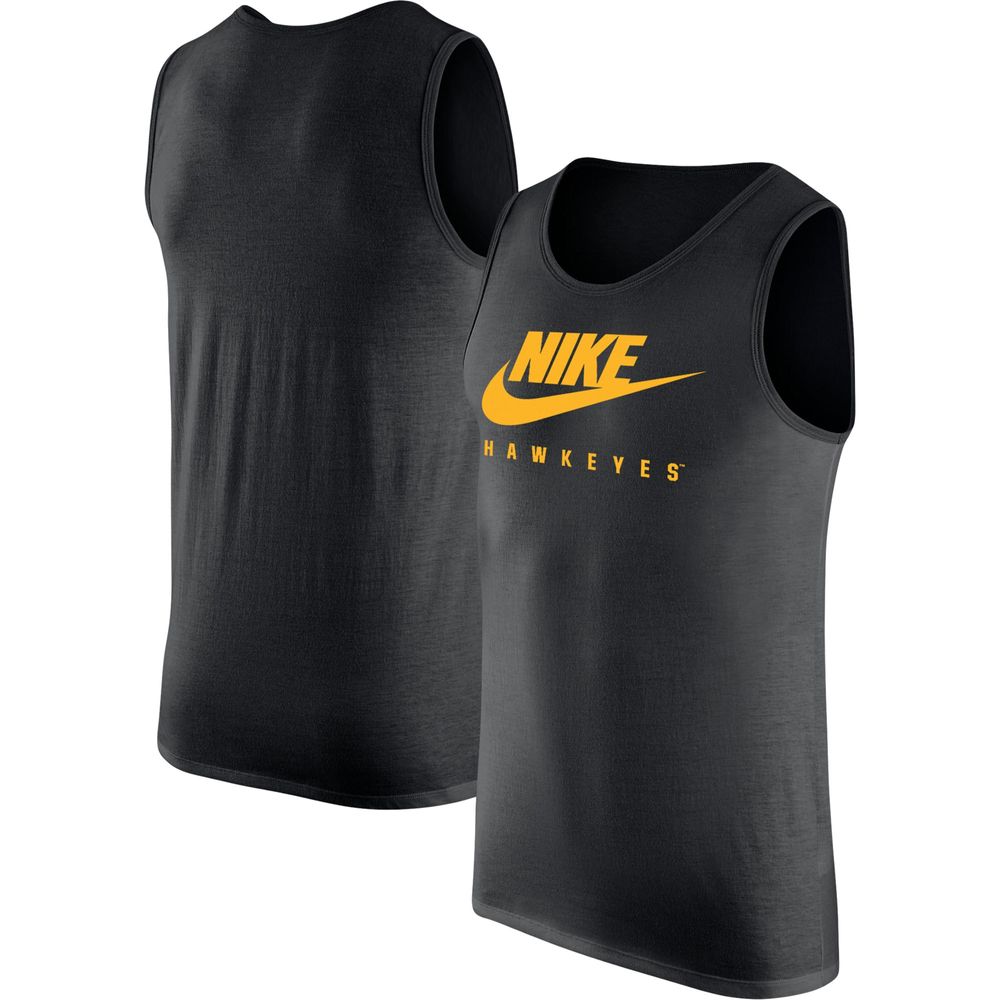 Men's Nike Black Iowa Hawkeyes Futura Performance Scoop Neck Tank Top