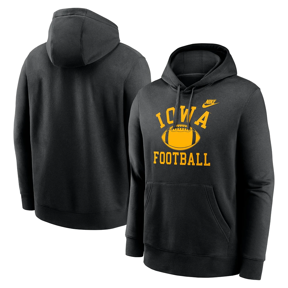 Sweat à capuche en polaire Nike Iowa Hawkeyes Legacy Football Icon Club pour homme, noir