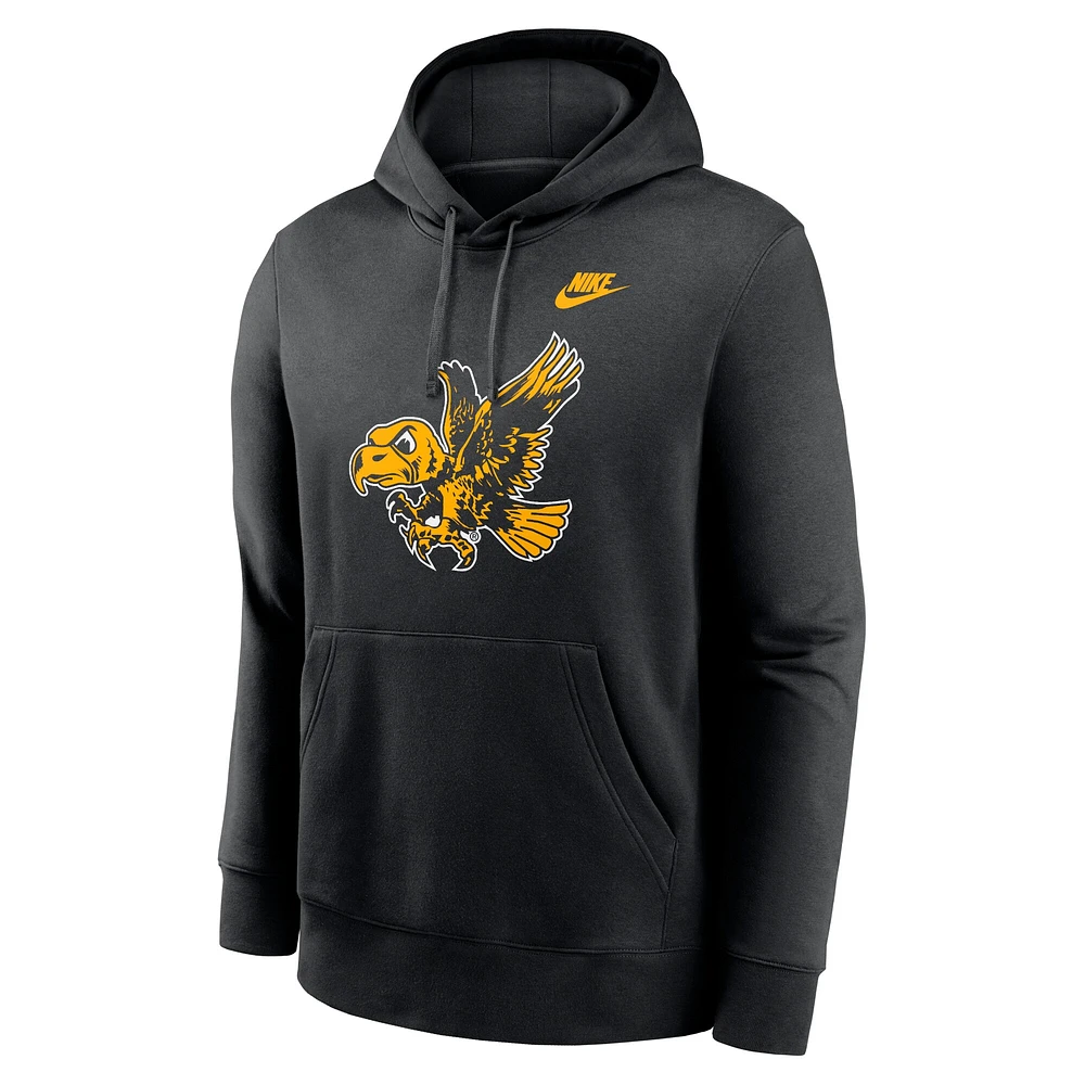 Sweat à capuche en polaire Nike Iowa Hawkeyes Legacy Logo Club pour homme, noir