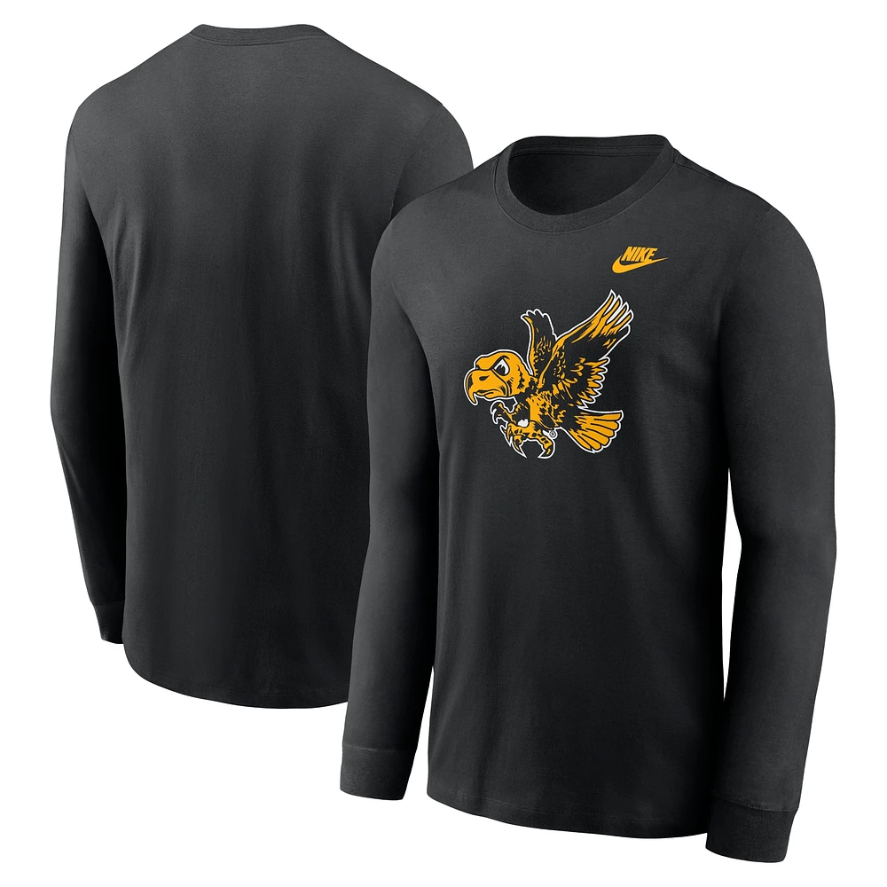 T-shirt à manches longues avec logo principal Nike Iowa Hawkeyes Legacy pour homme, noir