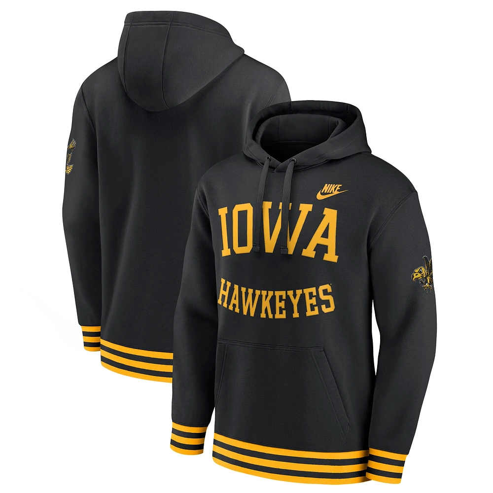 Sweat à capuche rétro Legacy Iowa Hawkeyes noir Nike pour homme