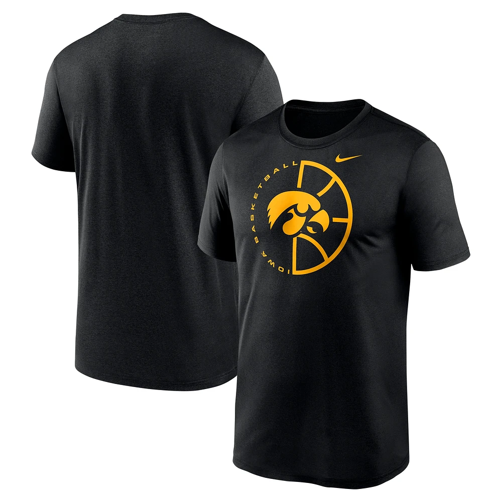 T-shirt de performance Nike Iowa Hawkeyes Legend Basketball Icon pour homme, noir