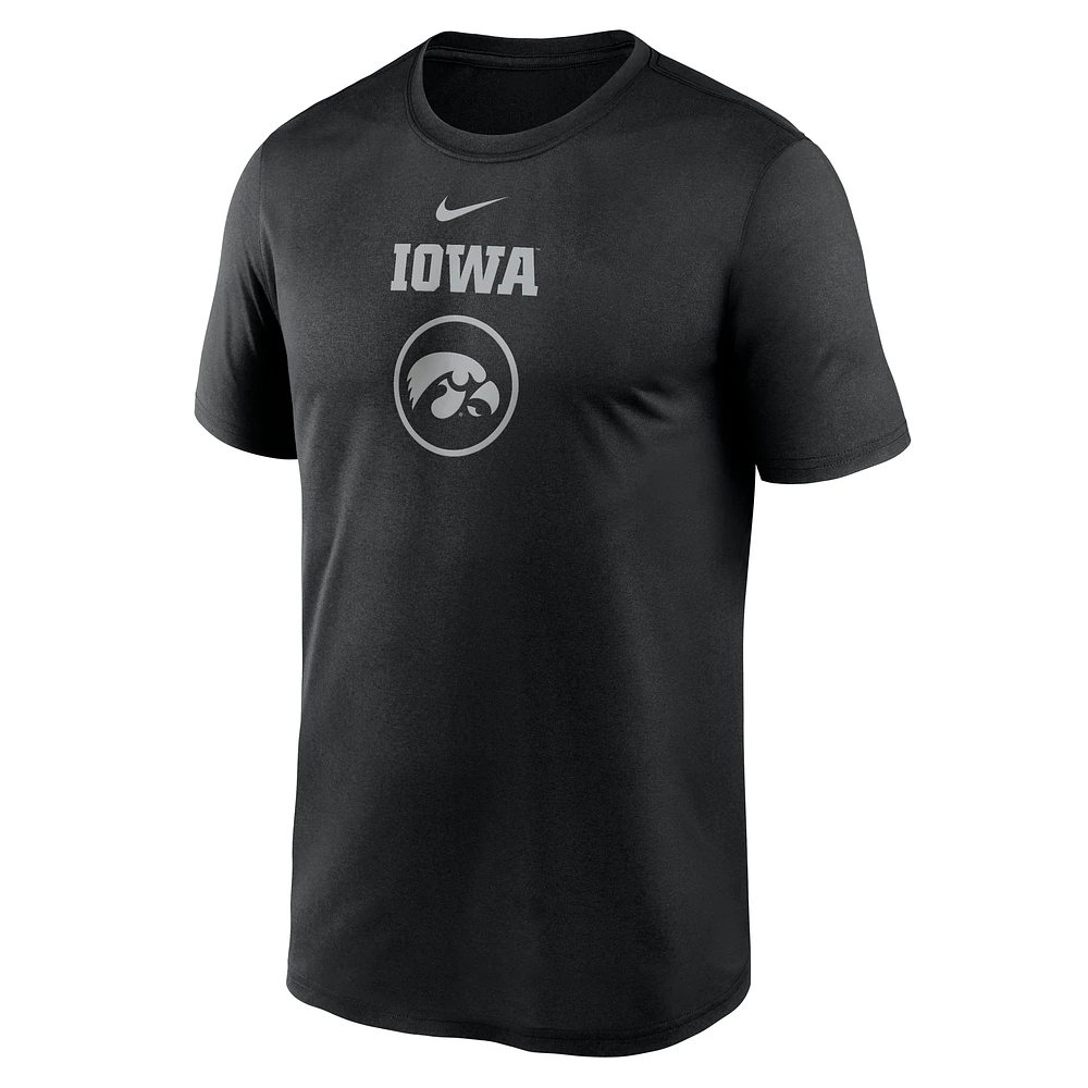 T-shirt de performance d'entraînement basket-ball Nike Iowa Hawkeyes noir pour homme