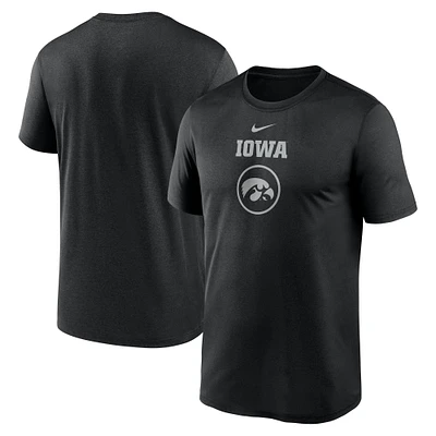 T-shirt de performance d'entraînement basket-ball Nike Iowa Hawkeyes noir pour homme