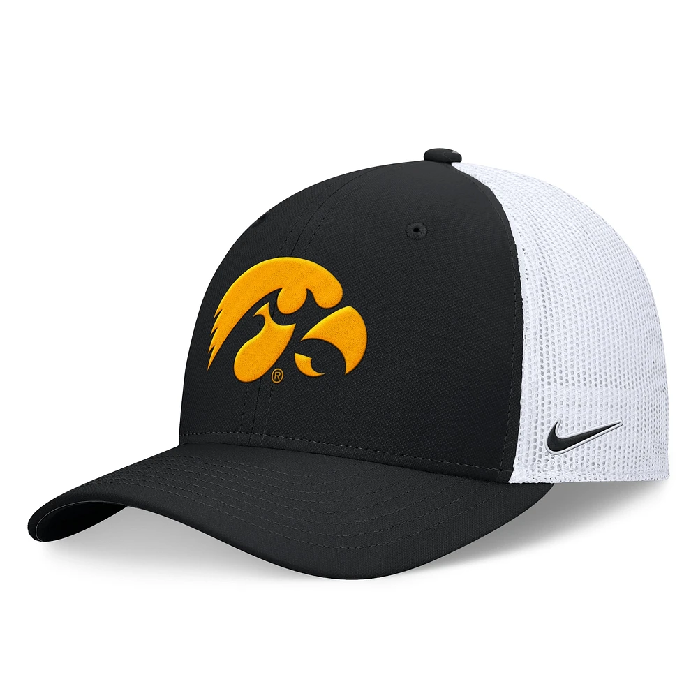 Men's Nike Black Iowa Hawkeyes On-Field Rise Futura Performance Flex Hat