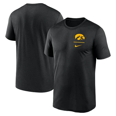 T-shirt Nike Iowa Hawkeyes Performance noir pour homme avec logo principal Legend