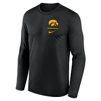 Men's Nike Black Iowa Hawkeyes Primary Stack Legend Long Sleeve T-Shirt