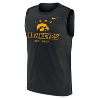 Débardeur musculaire Nike noir Iowa Hawkeyes Primetime Legend Lock Up Performance pour homme