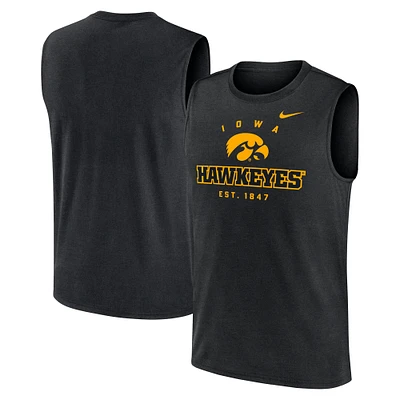 Débardeur musculaire Nike noir Iowa Hawkeyes Primetime Legend Lock Up Performance pour homme