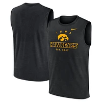 Débardeur musculaire Nike noir Iowa Hawkeyes Primetime Legend Lock Up Performance pour homme