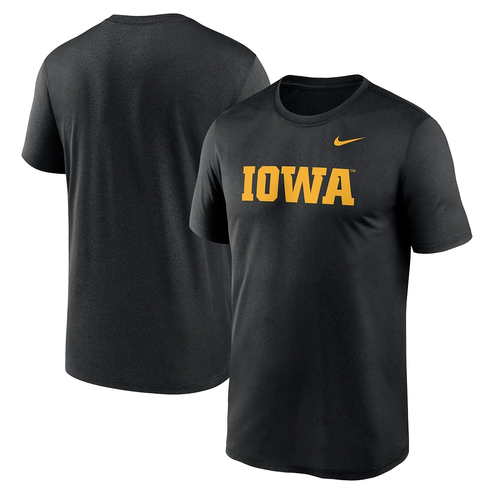 T-shirt Nike noir Iowa Hawkeyes Primetime Legend Wordmark pour homme