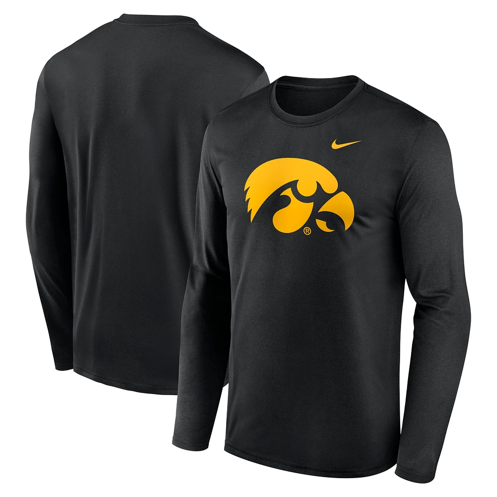 T-shirt à manches longues Nike Iowa Hawkeyes Primetime Primary Legend pour homme, noir