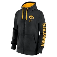 Sweat à capuche entièrement zippé Nike Iowa Hawkeyes Primetime Primary Mascot pour homme