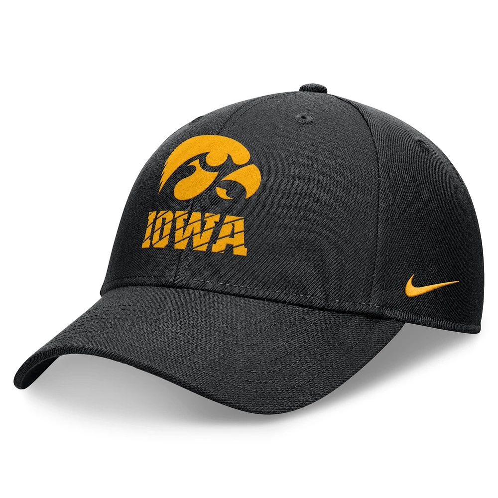 Men's Nike Black Iowa Hawkeyes Primetime Rise Adjustable Hat