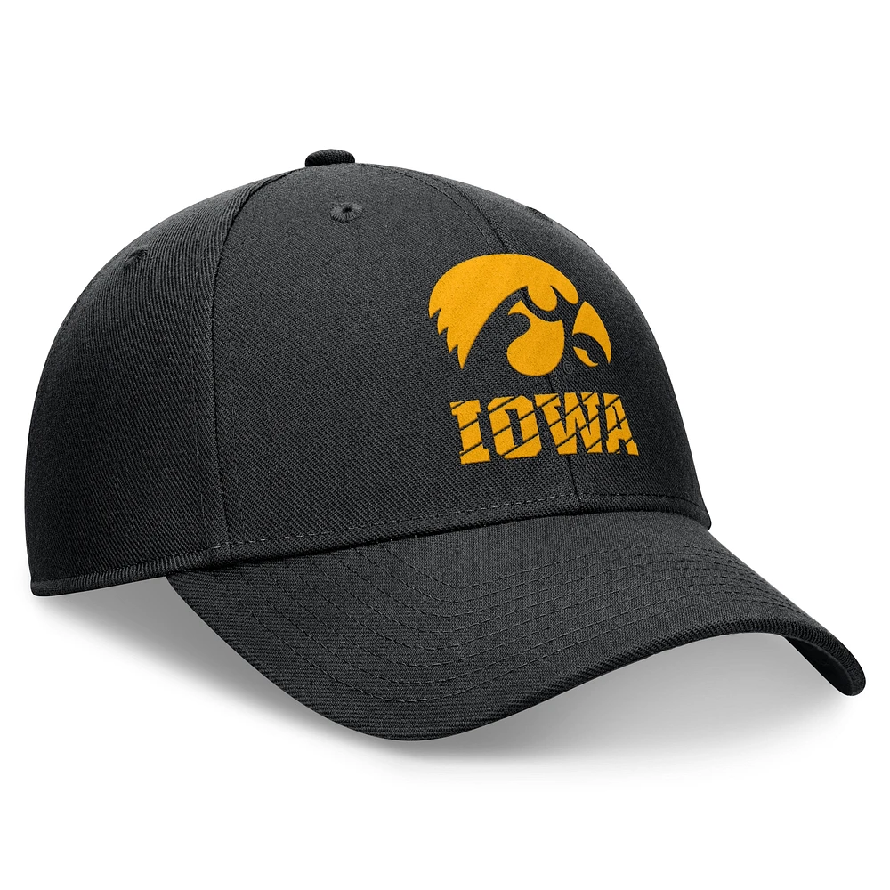 Casquette réglable Nike noire Iowa Hawkeyes Primetime Rise pour homme