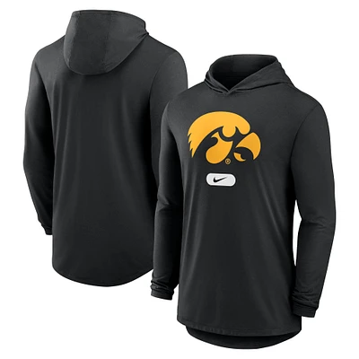 Men's Nike Black Iowa Hawkeyes Primetime Tri-Blend Performance Long Sleeve Hoodie T-Shirt
