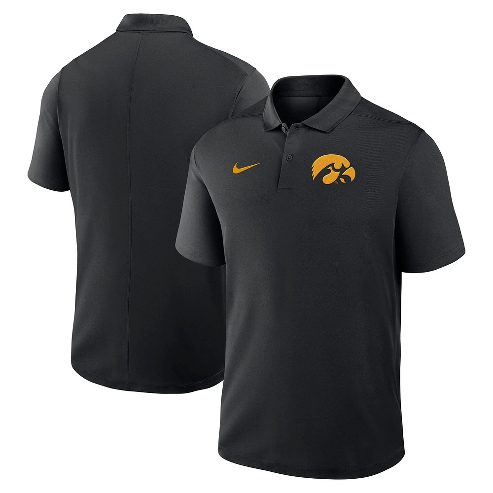 Polo Nike noir Iowa Hawkeyes Primetime Victory pour homme avec logo principal