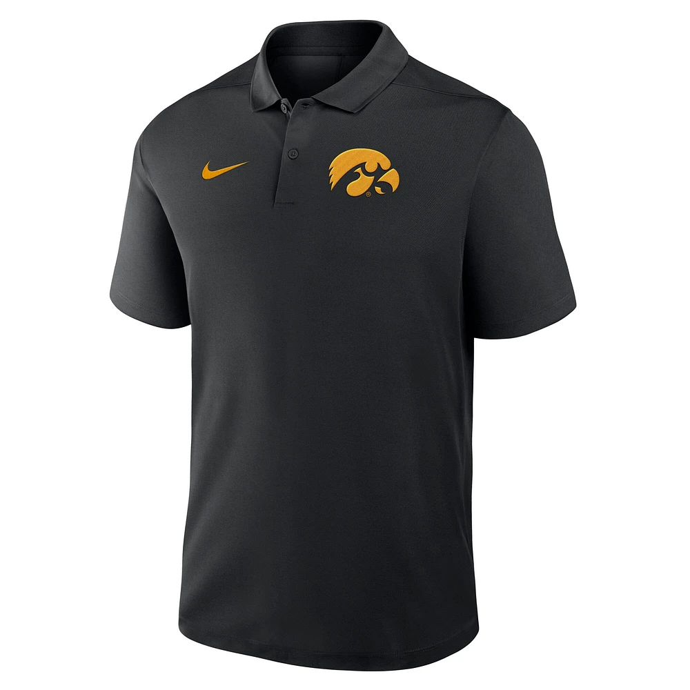 Polo Nike noir Iowa Hawkeyes Primetime Victory pour homme avec logo principal