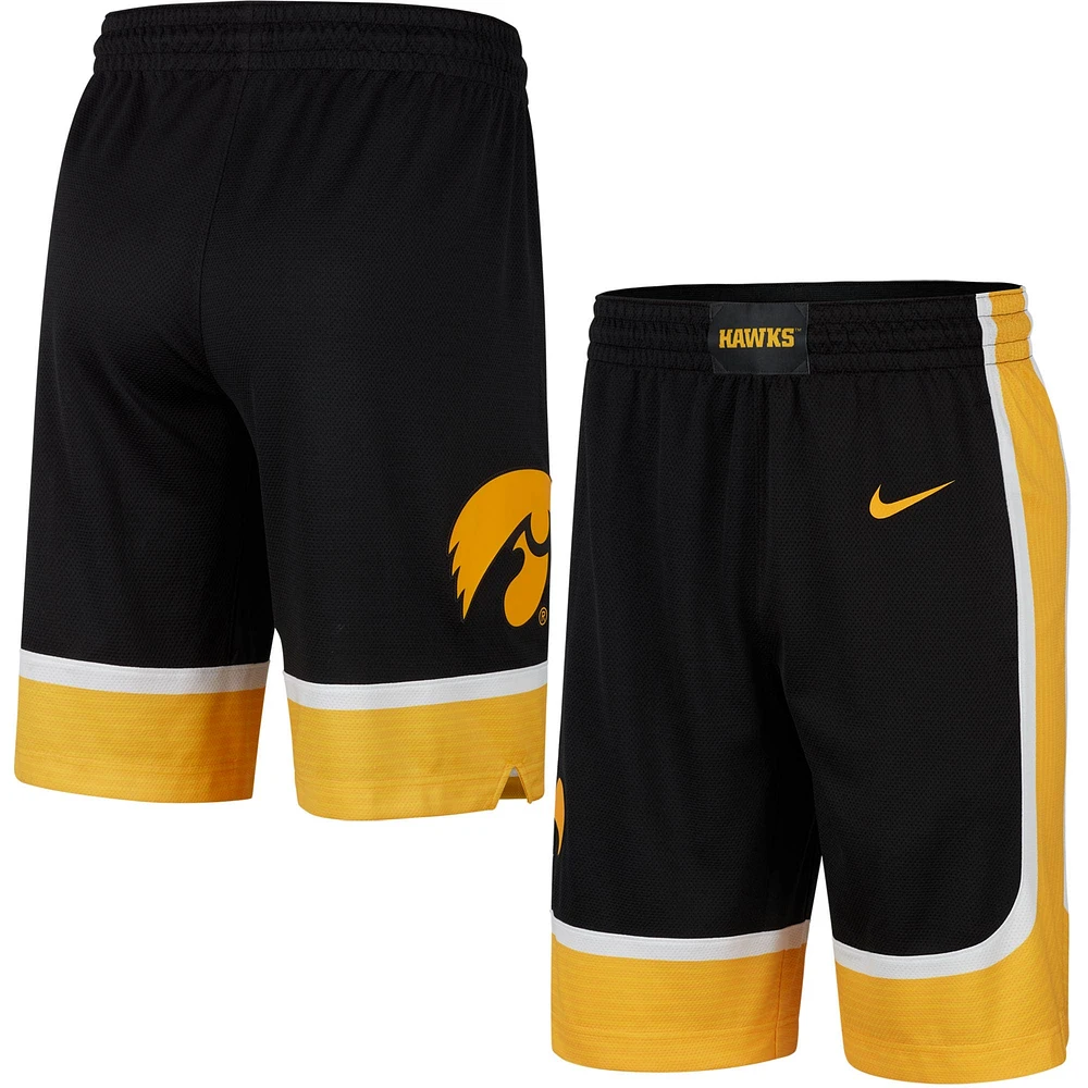 Short de basket-ball Nike Iowa Hawkeyes Replica Team Performance noir pour homme