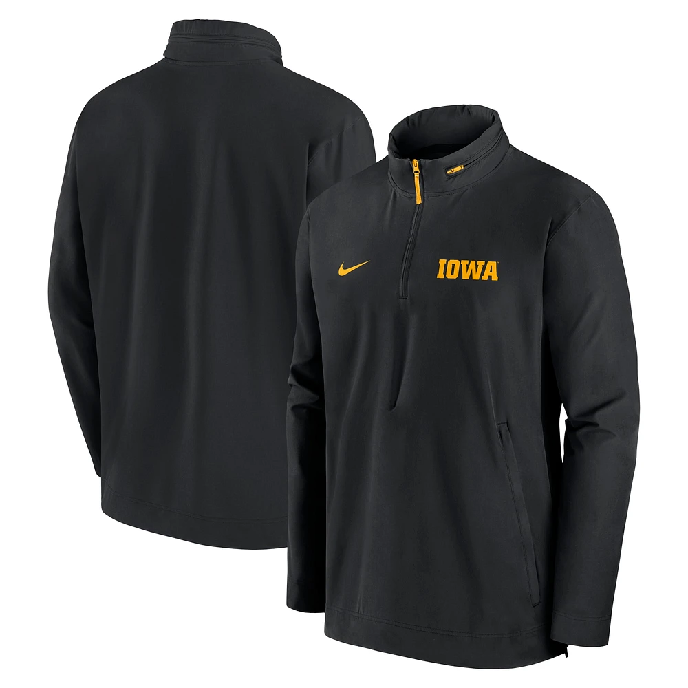 Men's Nike Black Iowa Hawkeyes Sideline Coaches Quarter-Zip Jacket