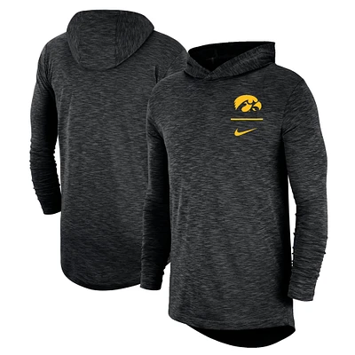 Men's Nike Black Iowa Hawkeyes Slub Performance Long Sleeve Hoodie T-Shirt