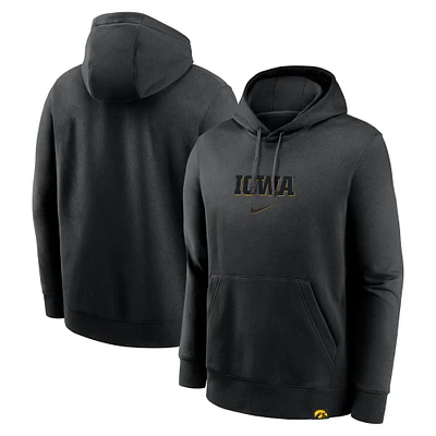 Men's Nike Black Iowa Hawkeyes Statement Wordmark Lockup Pullover Hoodie