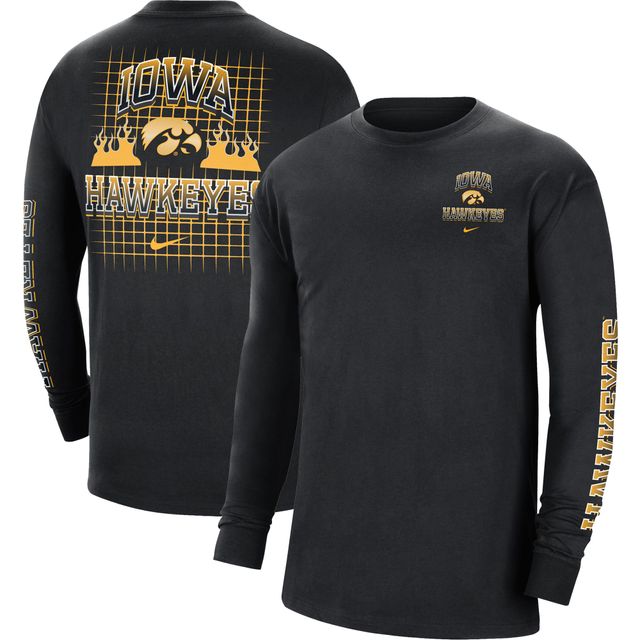 T-shirt à manches longues Iowa Hawkeyes Tour Max 90 Nike noir pour homme