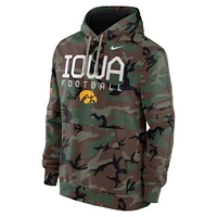 Sweat à capuche en polaire Nike Camo Iowa Hawkeyes 2024 Military Appreciation Club pour homme