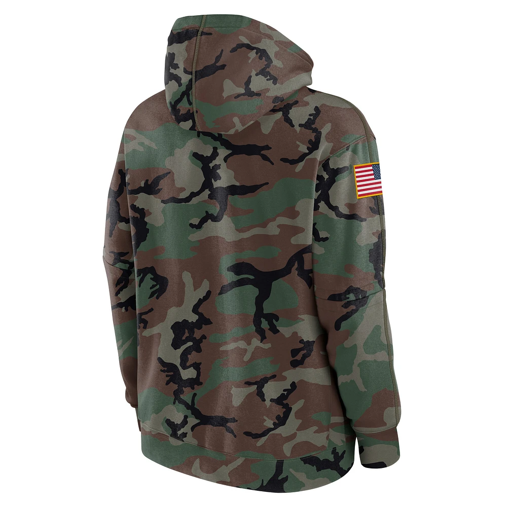 Sweat à capuche en polaire Nike Camo Iowa Hawkeyes 2024 Military Appreciation Club pour homme