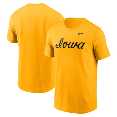 Men's Nike Gold Iowa Hawkeyes Baseball Wordmark T-Shirt