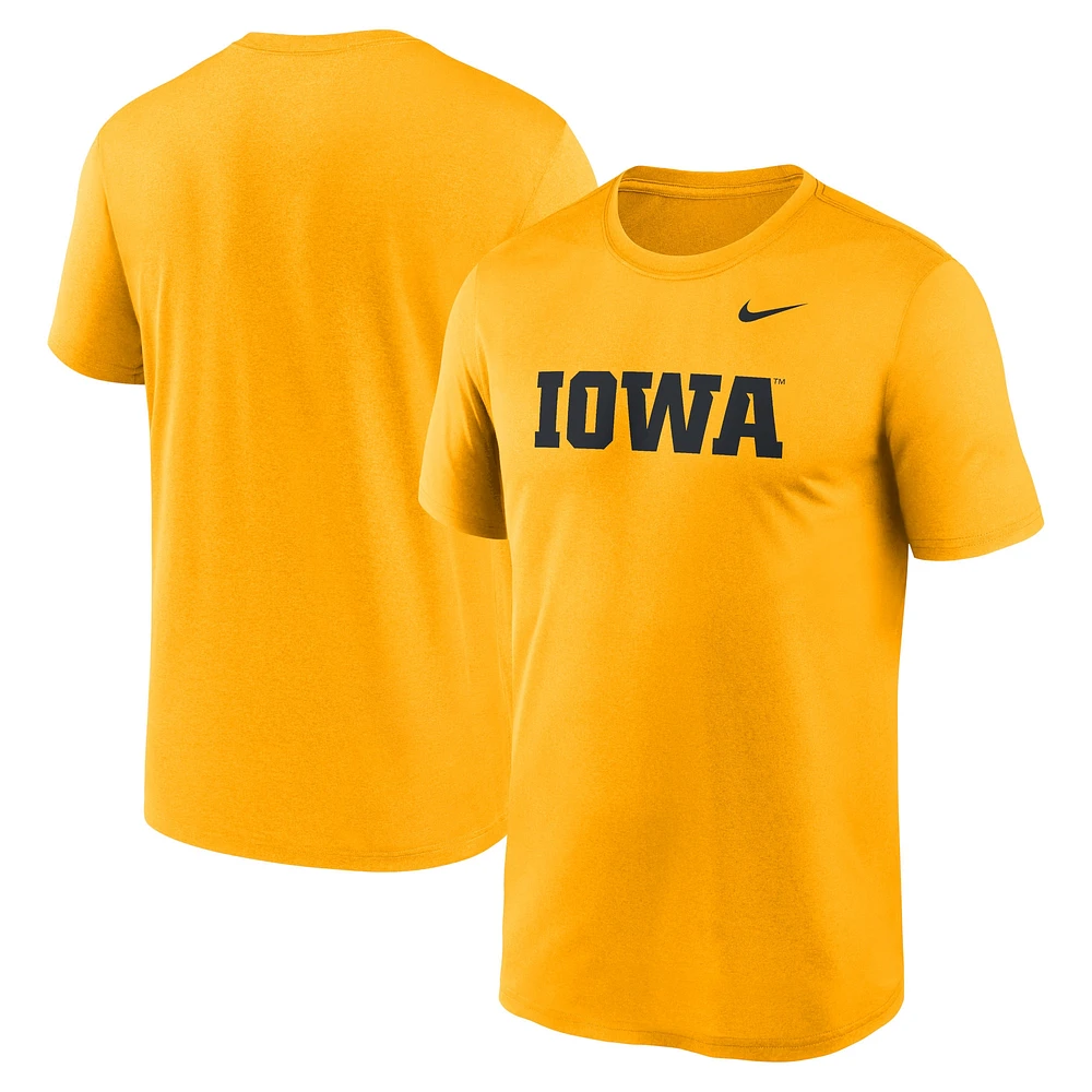 Men's Nike Gold Iowa Hawkeyes Primetime Legend Wordmark T-Shirt