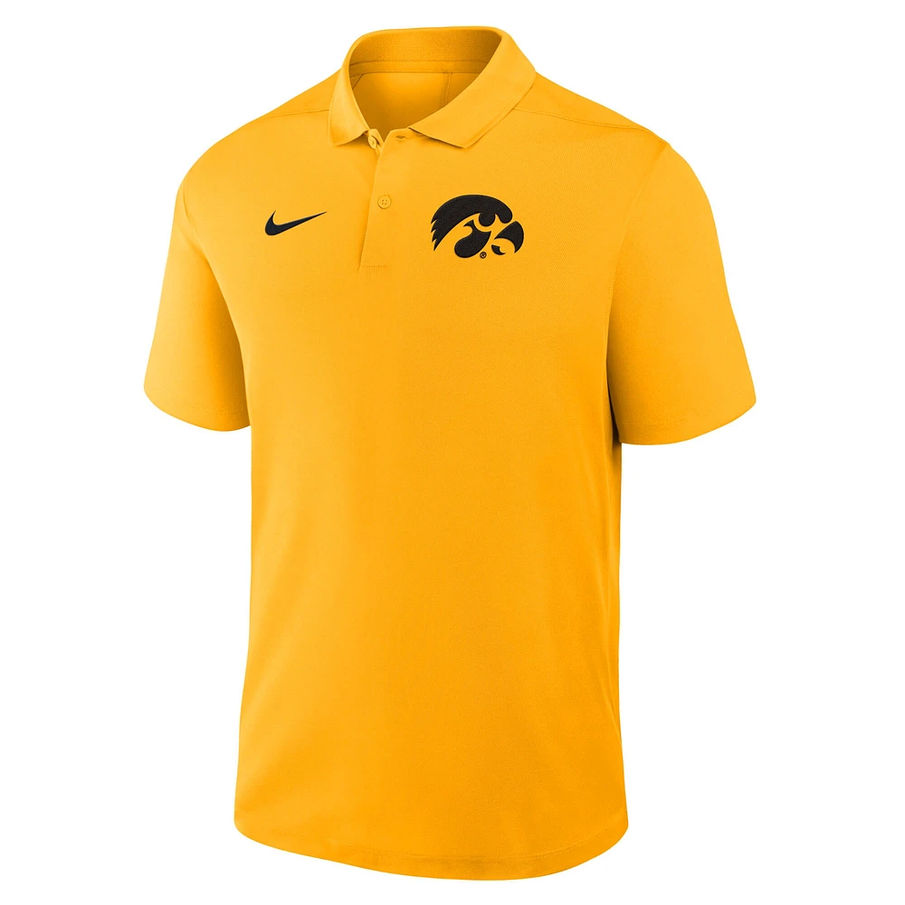 Polo Nike Gold Iowa Hawkeyes Primetime Victory pour homme avec logo principal