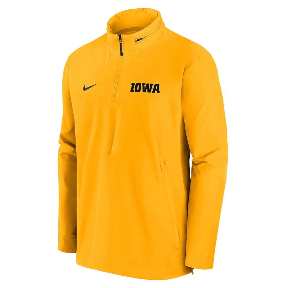 Men's Nike Gold Iowa Hawkeyes Sideline Coaches Quarter-Zip Jacket