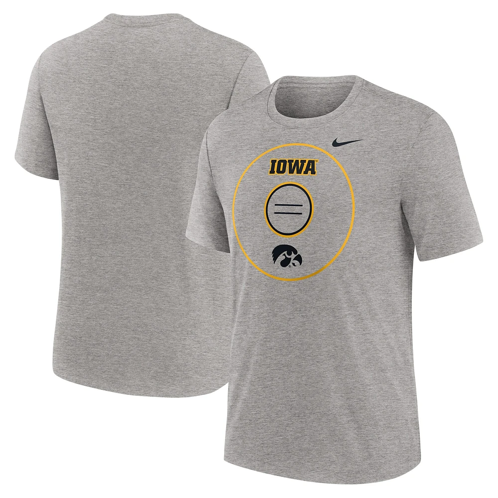 T-shirt Nike gris chiné Iowa Hawkeyes Campus Local Tri-Blend pour homme