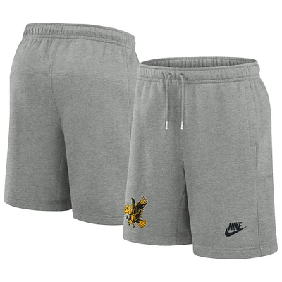 Short en molleton Legacy Essential Nike Iowa Hawkeyes gris chiné pour homme