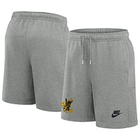 Short en molleton Legacy Essential Nike Iowa Hawkeyes gris chiné pour homme