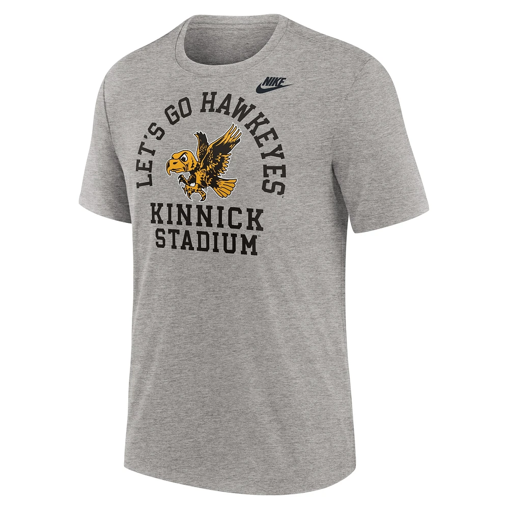 Men's Nike Heather Gray Iowa Hawkeyes Legacy Local Tri-Blend T-Shirt