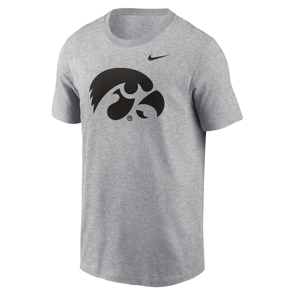 Men's Nike Heather Gray Iowa Hawkeyes Primetime Evergreen Logo T-Shirt