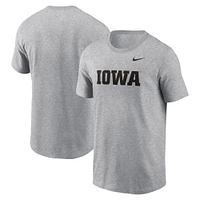 Men's Nike Heather Gray Iowa Hawkeyes Primetime Wordmark T-Shirt