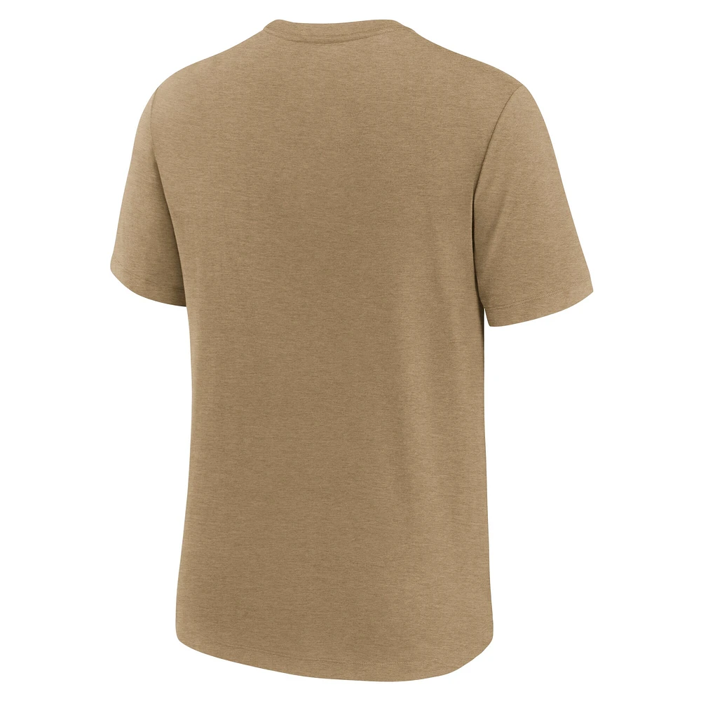 Men's Nike Heather Light Brown Iowa Hawkeyes Legacy Arch Tri-Blend T-Shirt