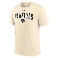 Men's Nike Natural Iowa Hawkeyes Arch Logo Triblend T-Shirt