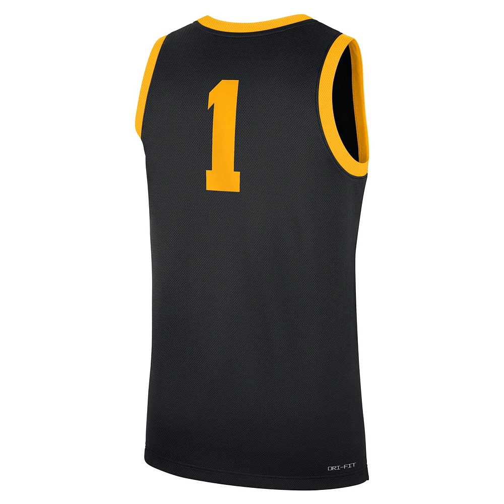 Men's Nike #1 Black Iowa Hawkeyes Road Replica Jersey