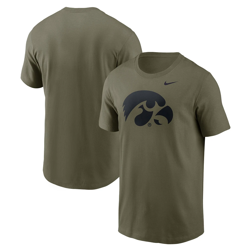 T-shirt Nike Olive Iowa Hawkeyes 2024 Military Appreciation pour homme avec logo ton sur